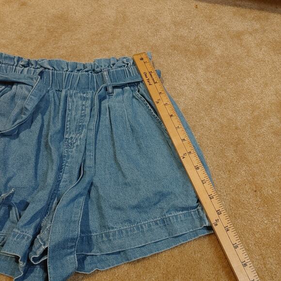 American Eagle Outfitters AEO Size XS Extra Small Paper Bag Blue Shorts Pockets - Picture 2 of 9